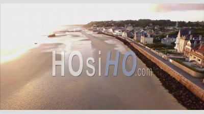 Arromanches Town And Ww2 Mulberry Harbour Remains, Normandy, France – By Drone