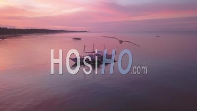 Philippino Diving Boat At Sunrise - Video Drone Footage