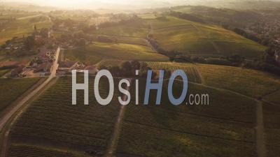 Castle Of Biac At Sunrise, Harvest In Langoiran, Video Drone Footage