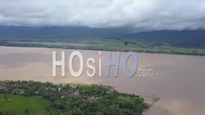 Mekong River At Don Daeng Island - Video Drone Footage