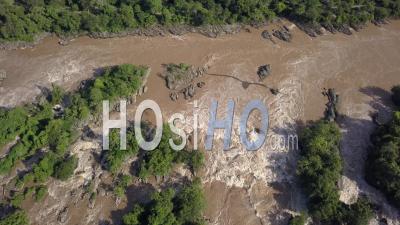 Li Phi Falls And Mekong River - Video Drone Footage