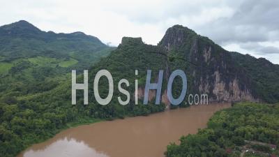Pak Ou Caves And Village Surroundings, Drone Footage