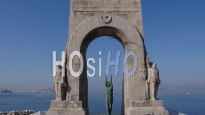 War Memorial To The Dead Of The Armies Of The Orient, Marseilles, France - Video Drone Footage