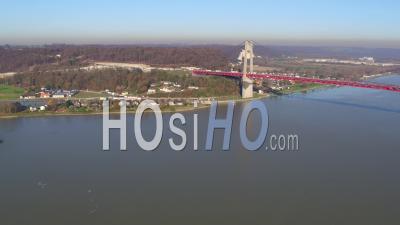 Tancarville Bridge And The Seine - Video Drone Footage