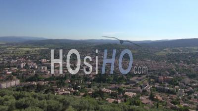 Town Of Manosque Aerial View From Mont D'or, Provence, South Of France - Video Drone Footage