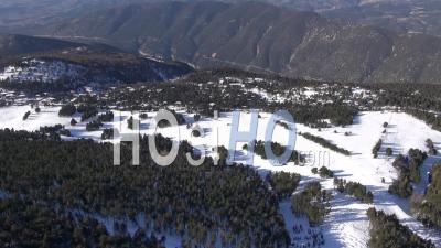 Mont-Ventoux And Ski Resort Of Mont-Serein In The Snow In Winter, Vaucluse, France - Video Drone Footage