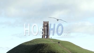 St Michael's Tower On Glastonbury Tor Glastonbury, Somerset, England - Video Drone Footage