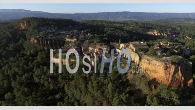 Historic Town Of Roussillon In Luberon South Of France - Video Drone Footage