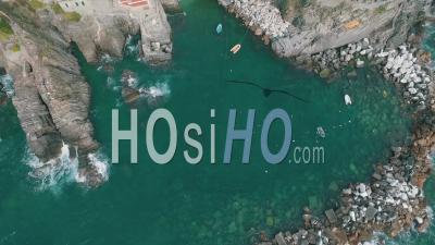 Unesco World Heritage Site Cinque Terre Villiage Italian Riviera - Video Drone Footage