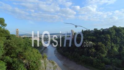 The Clifton Suspension Bridge Spans The Avon Gorge And The River Avon, Linking Clifton In Bristol To Leigh Woods In North Somerset England - Video Drone Footage