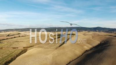Aerial Shot Of Beautiful Tuscany Hills And Plowed Fields, 4k - Video Drone Footage