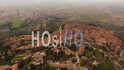 Aerial Footage Of Cortona Village Among The Hills In Tuscany, Italy, 4k - Video Drone Footage