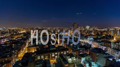 Paysage Urbain De New York, États-Unis, Nyc, Panoramique Du Laps De Temps Du District De Lower Eastside, Nuit - Vidéo Drone