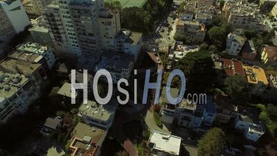 San Francisco California Usa Flying Low Looking Down On Lombard Street - Video Drone Footage