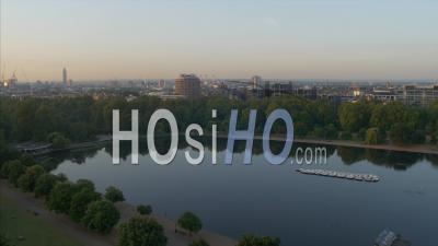 Drone Video Hyde Park View Down The Serpentine London Uk - Video Drone Footage