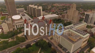 Downtown Albany New York State Capital Building Usa - Video Drone Footage
