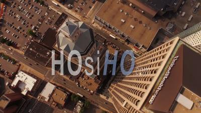 Flying Low Over Downtown Hartford Connecticut - Video Drone Footage