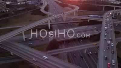 Congested Spaghetti Junction Freeway Interchange Alanta Georgia Usa - Video Drone Footage