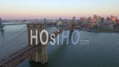 Drone Footage Brooklyn Bridge And Brooklyn New York City Usa - Video Drone Footage