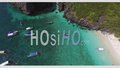 Snorkelling On Nui Beach On Ko Phi Phi Don Island Thailand Drone Footage - Video Drone Footage