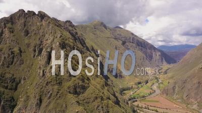 Village Of Ollantaytambo Peru In Sacred Valley On The Urubamba River - Video Drone Footage