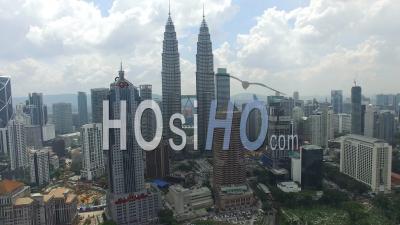 Kuala Lumpur Malaysia Petronas Twin Towers City Skyline - Video Drone Footage