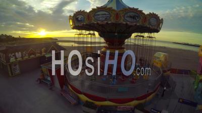 Santa Cruz Boardwalk Swings Ride - Video Drone Footage