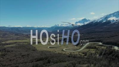 Winding Mountain Highway Patagonia Chile South America - Video Drone Footage