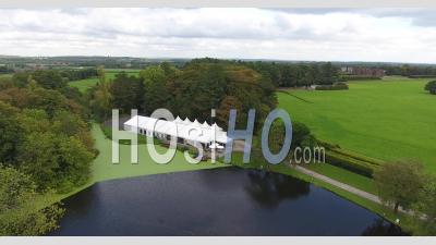 Manor House, Marquee, Wedding Venue, Uk, Countryside - Video Drone Footage