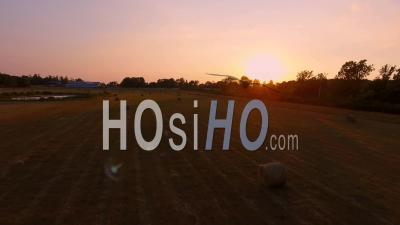 Sunrise Over Rural Farm Country Ridgeway Ontario - Video Drone Footage
