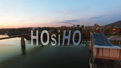 Aerial Sunrise Over Chattanooga Tennessee - Video Drone Footage