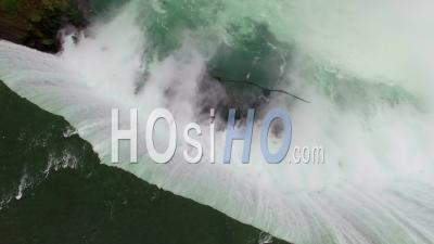 4k Aerial View Of Canadian Horseshoe Falls Niagara Falls At Sunrise - Video Drone Footage