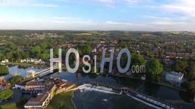 All Saints Church Marlow City And River Thames Uk - Video Drone Footage