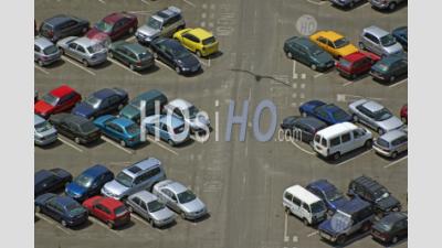 Crowded Carpark Full Of Cars, Gibraltar. - Aerial Photography