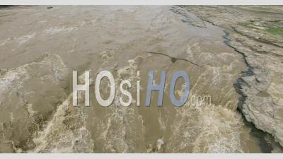 Hukou Waterfall Or The Yellow River Shanxi China - Video Drone Footage