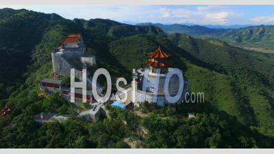 Tao's Temple On Yajishan Mountain Peaks, Beijing China - Video Drone Footage