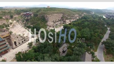 Buddha Statues Caves In Yungang Grottoes China - Video Drone Footage
