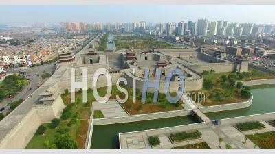 Mur De La Ville De La Ville De Datong, Shanxi Chine - Vidéo Drone