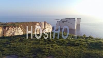 Old Harry Rocks Unesco Jurassic Coast Chalk Rock Formations Uk - Video Drone Footage