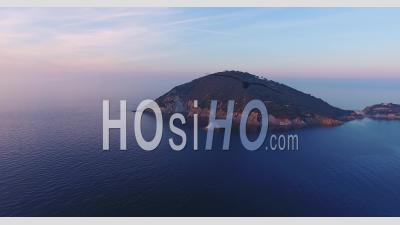 Sunset On The Calm Sea In Elba Island In Tuscany, Italy, 4k - Video Drone Footage