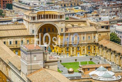Buildings And Garden In Vatican From The Roof Of The Papal Basilica Of St. Peter In Vatican City, Italy - Aerial Photography