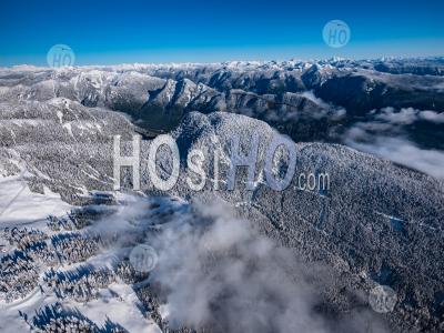 Grouse Mountain And North Shore Mountains In Winter - Aerial Photography
