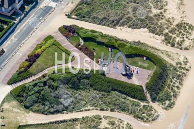 Sword Beach. The Flame Monument For Quistreham, Normandy France - Aerial Photography