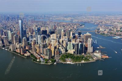 Lower Manhattan Battery Park Wall Street New York City - Aerial Photography