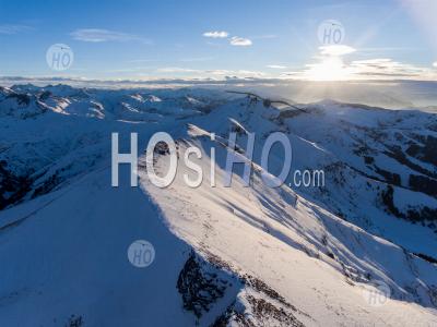 Sunset From Mount Joly Enn View Winter Drone - Aerial Photography