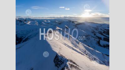 Sunset From Mount Joly Enn View Winter Drone - Aerial Photography