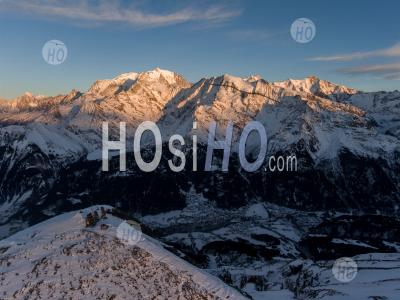 Sunset On The Mont Blanc Seen By Drone - Aerial Photography