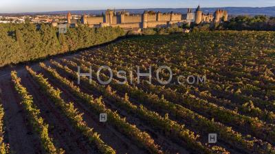 Ville Et Remparts De Carcassonne, Vu Par Drone - Photographie Aérienne