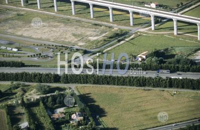 France Aix En Provence Surroundings A8 Highway And Tgv Train Railways - Aerial Photography