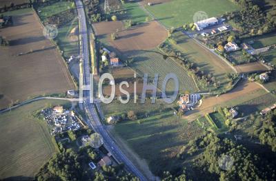 France Aix En Provence Surroundings Aerial View Of A Highway In The Countryside At Sunset - Aerial Photography